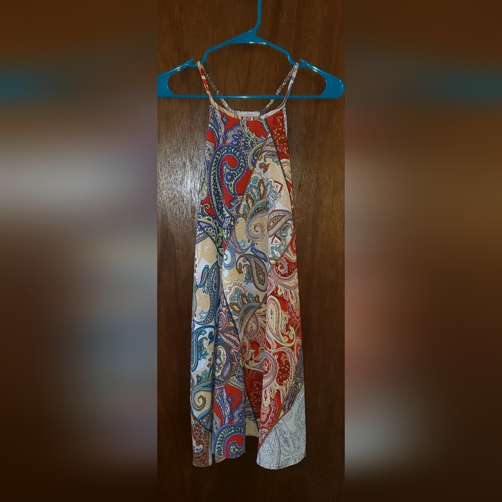 Soprano Paisley Print High Neck Tank Dress Sz Large